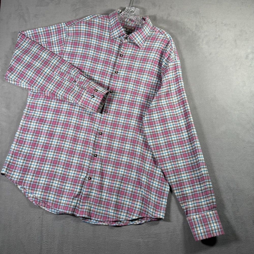 Peter Millar Crown Sport Shirt Men XL Pink Plaid Soft Flannel Button Long Sleeve